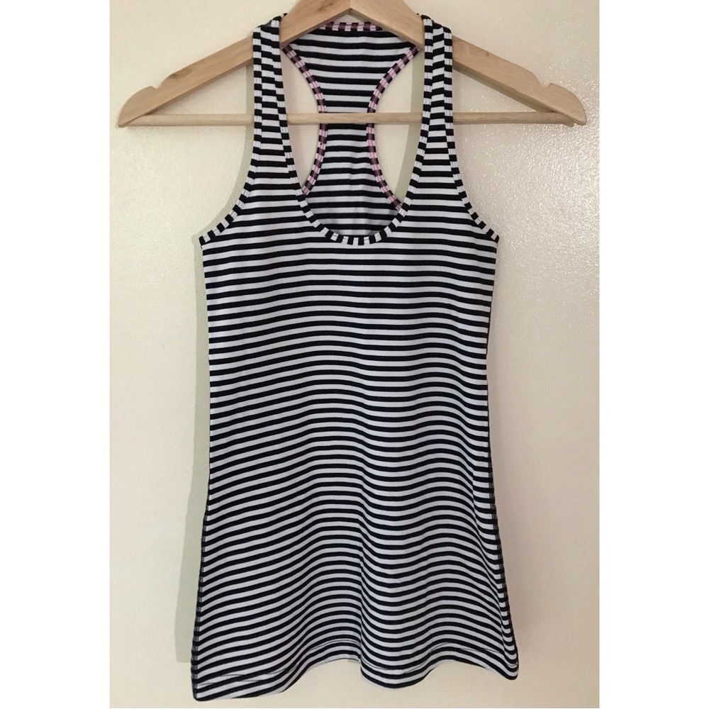 Lululemon • 2 • Striped Black White Racerback Tank Top